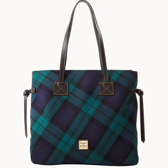 Dooney & Bourke Blue and Green Tartan Victoria Tote Bag - Picture 1 of 1